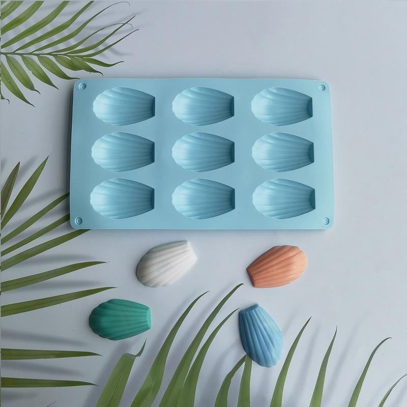 Moule à Gâteau Madeleine en Silicone 9 Cavités Coquille Biscuit Gâteau Savon Fait Main Plateau Moule en Silicone Anti-adhésif