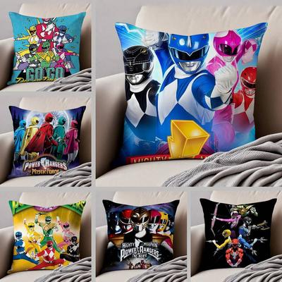 M-Mächtige M-Morphin Power Rangers Kissenbezug Milbenabweisender Kissenbezug Unsichtbarer Reißverschluss Seidiger Kurzplüsch Sofakissenbezug