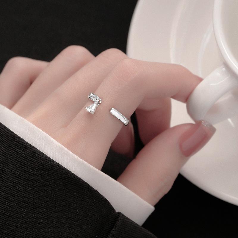 

Fashion Personality Silver Color Shiny Full of Zircon Adjustable Open Ring for Women Stainless Steel Finger Charm Jewelry Gifts resizable белый
