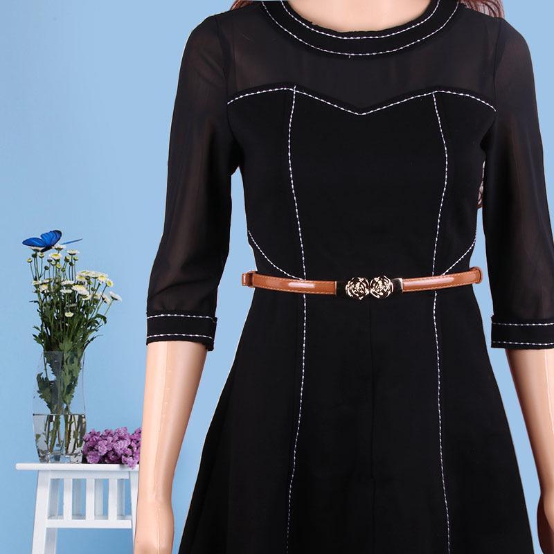 Belt Female, Simple Rose-Shaped Buckle Adjustment Belt, With Skirt Decorative Belt 608