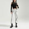 Calvin Klein Solid Color Sleeveless Pullover Mesh Off-Shoulder Knit Top Casual Set Women Tops Space-Black J222958-BEH