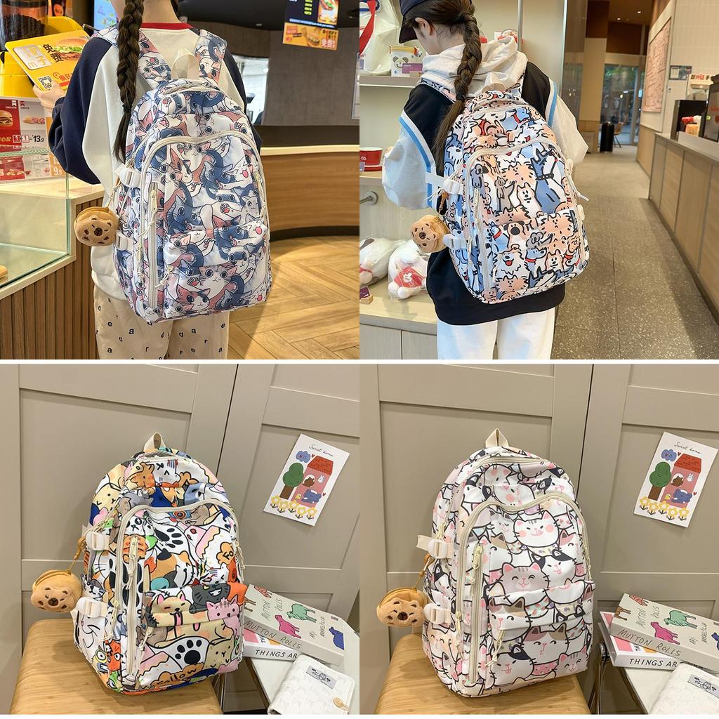 Süßer Katzen- und Hundedruck Kinder Schulrucksack Mit Geräumigem Design Und Atmungsaktiven Trägern Für Schüler