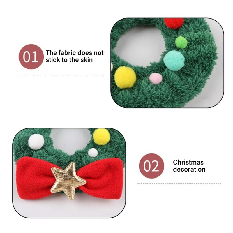 Christmas Pet Costume Dog Cats Neck Jewelry Bowknot Collar Necklace Pet Birthday Supply Dog Collar Soft Pompoms
