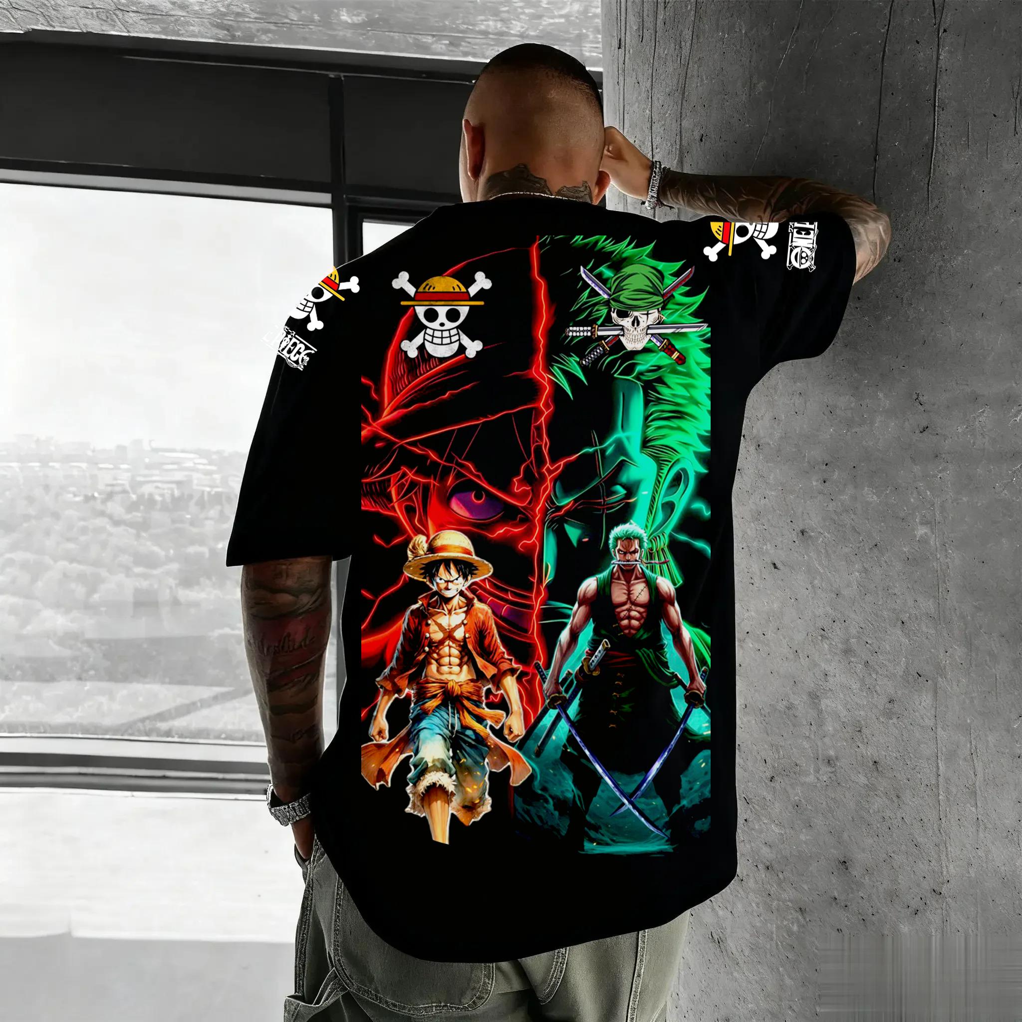 Herren T-Shirt Japanischer Sommer Y2k Junge Kinder Kurzarm Hohe Qualität Eltern-Kind Kleidung Oberteil S black