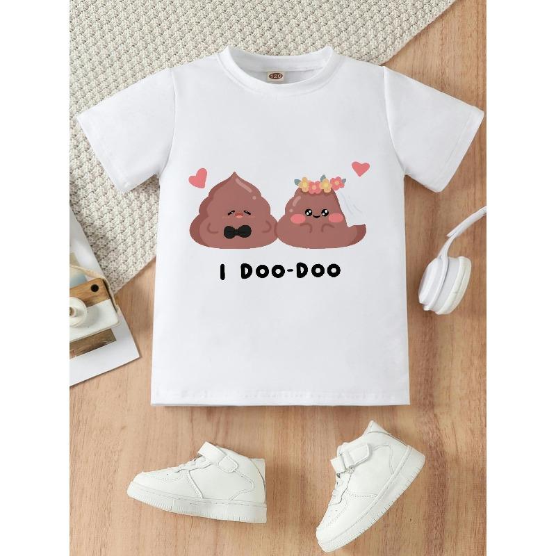 European sizes Girls' Funny Cartoon Print Short-Sleeve T-Shirt - Cute Summer Playwear Top