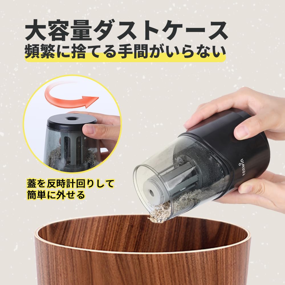 Tenwin Electric Pencil Spiral Rechargeable Cable Fits Power Outage Automatic Lead for Schools and Black Sharpener, Blade, (USB Included), 6-8mm