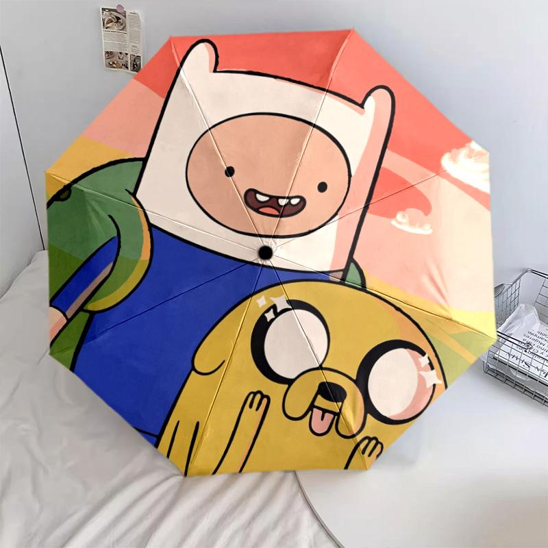 Jake and Finn Pattern, Automatic Folding Umbrella, Portable and Foldable Design, 8 Ribs, a Christmas or Birthday Gift.