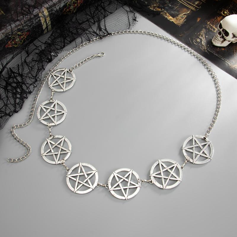 Y2K Gothic Style Women'S Waist Chain Pentagram Metal Decoration Punk Style Halloween Accessories Gifts