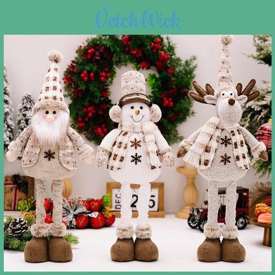 Charming European Style Stretchable Doll Figurine For Christmas Snowman Reindeer And Elderly Decor