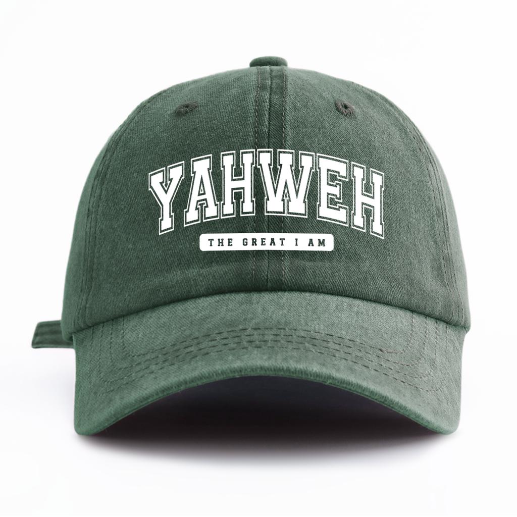 1pc YH Print Washed Baseball Cap for Adults,  Minimalist Retro Style Casual Soft Adjustable Dad Hat, Perfect As Gift