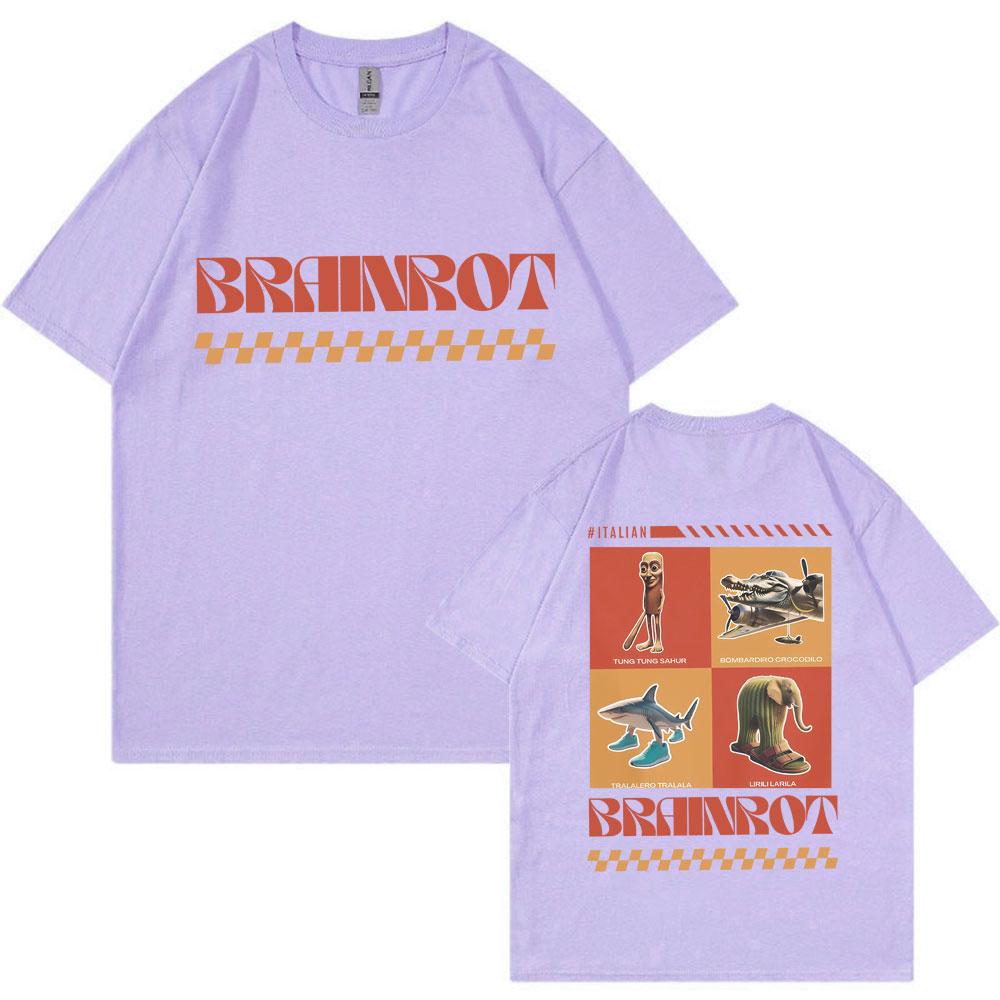 Italienisches Brainrot T-Shirt Tralalero Tralala Tung Tung Tung Sahur Bombardiro Krokodil Lirili Larila Lustiges Oversize Baumwoll-T-Shirt