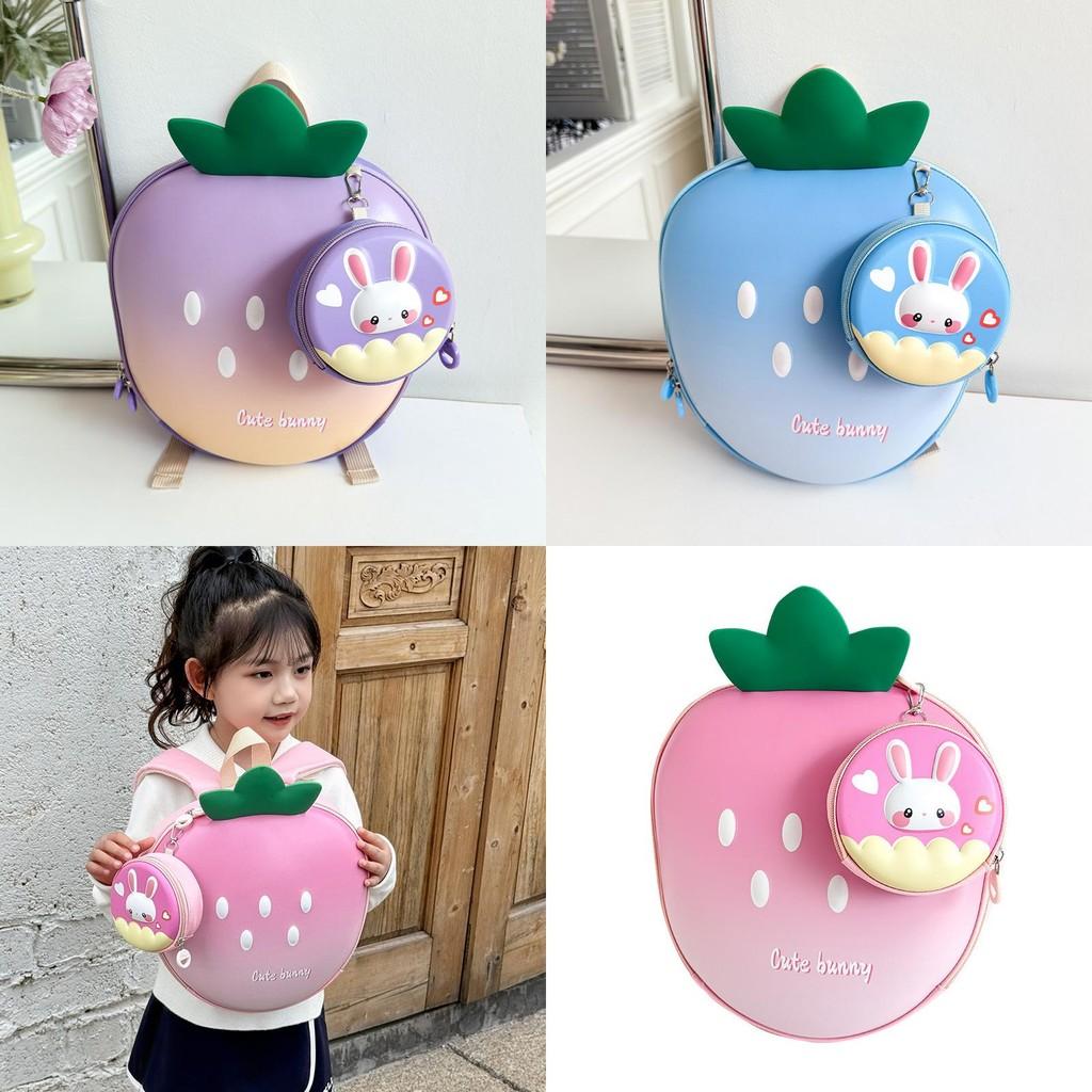 Adorable Strawberry Shaped Cartoon Backpack For Kids Stylish Oxford Fabric Design