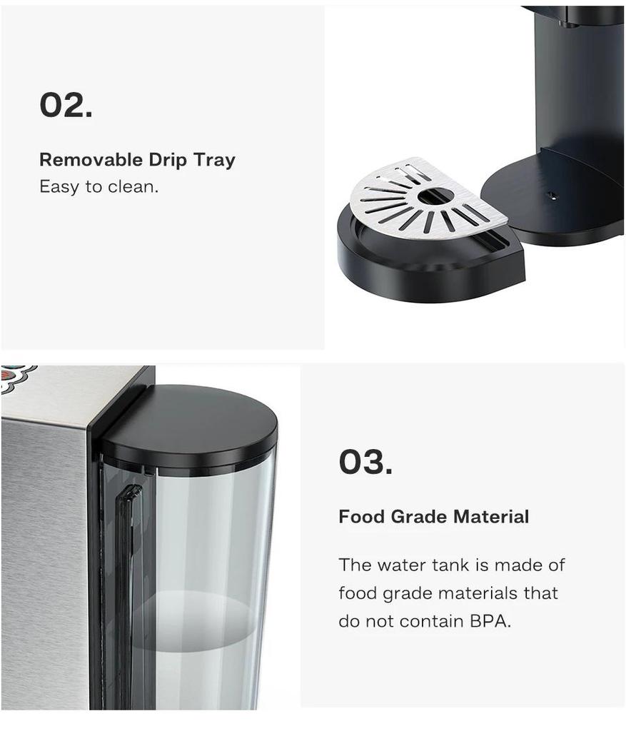 HiBREW Coffee Machine 5in1 Multiple Capsule Espresso Dolce Milk&Nespresso&ESE Pod&Powder Coffee Maker Stainless Metal H3A