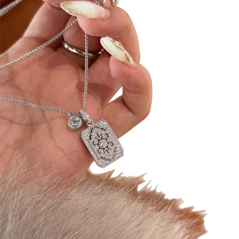 S925 Sterling Silver Micro-set Full Diamond European Style Clavicle Necklace for Women