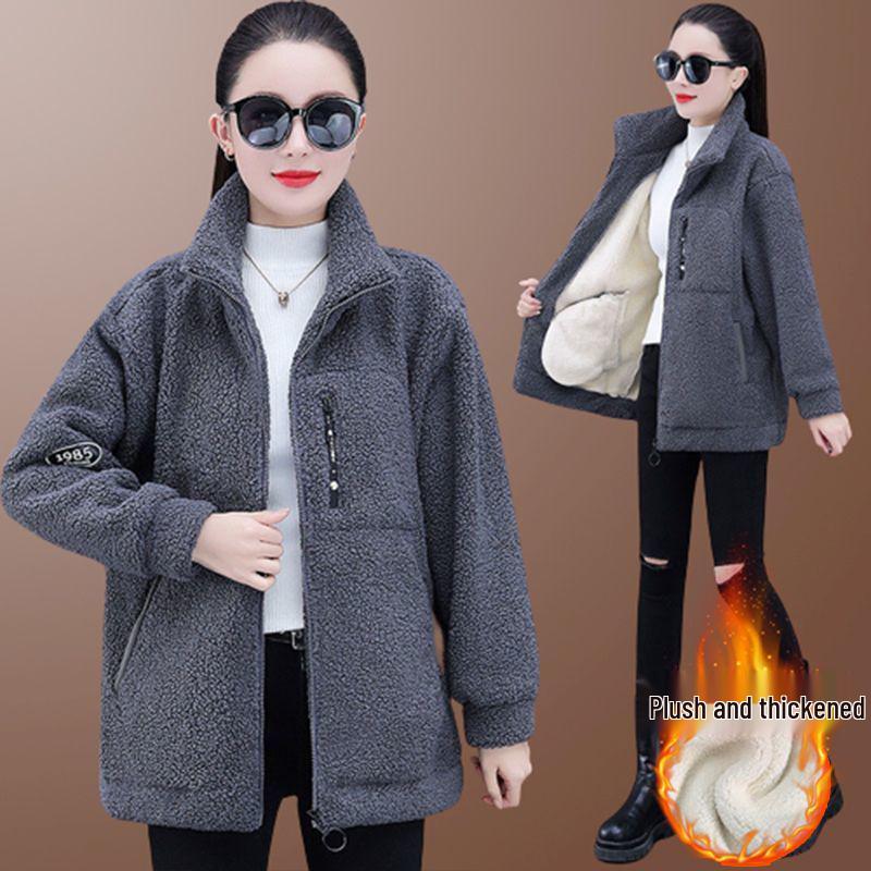Women's Lambswool Fleece Jacket 2025: New Winter Style, Plus Velvet, Thick, Versatile, Loose-Fit, Plus Size, Stylish Top