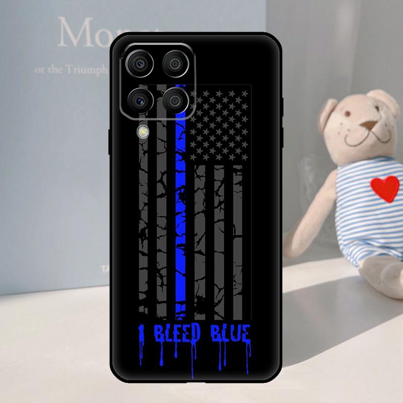 Police Thin Blue Line Flag For Samsung Galaxy M16 M06 M33 M13 M35 M53 M11 M21 M31 M55 M15 M14 M34 M54 M12 M32 M52 Case