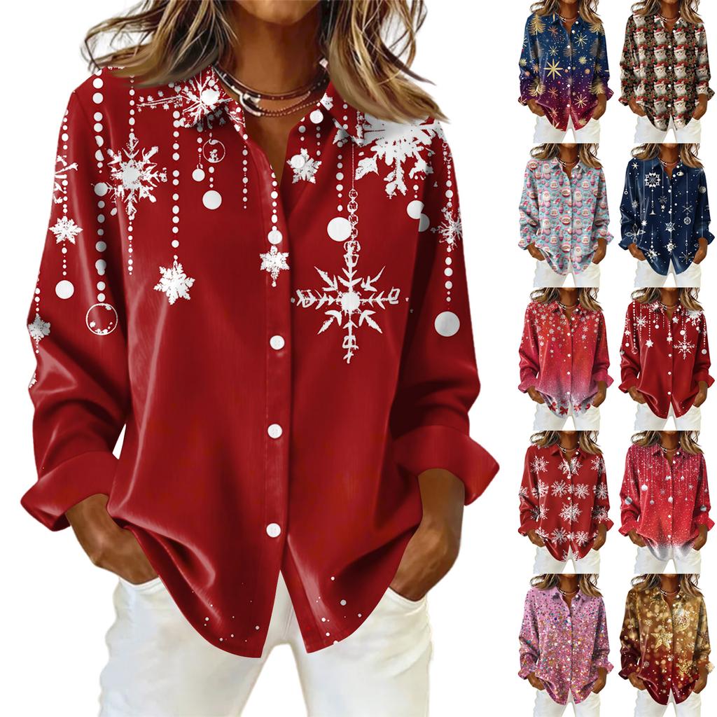 Dameskjorte med blomsterprintknapper, langermet avslappet vanlig skjorte bluser avslappet plussstørrelse basic topper