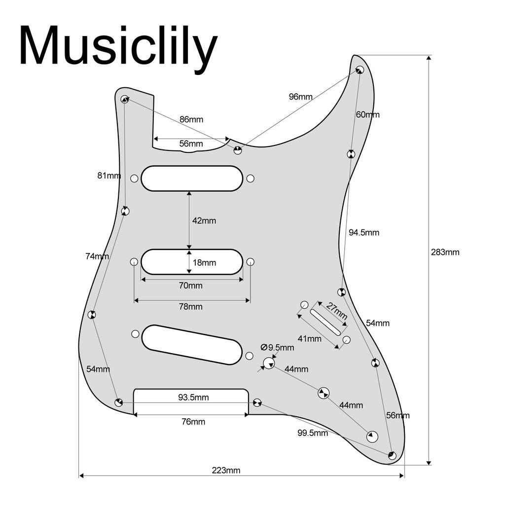 Musiclily Pro 11-Hole SSS Vintage-Style Pickguard for American '62 Stratocaster, 3-Ply White
