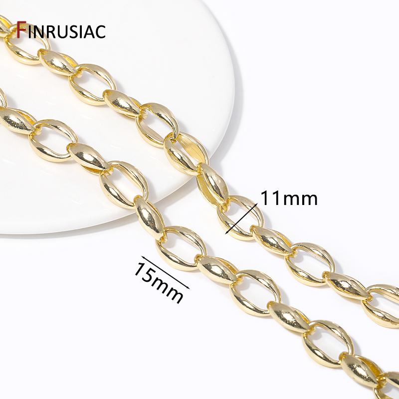 

14K Gold Plated Trendy Brass Oval Chains For DIY Jewelry Making Supplies, Handmade Jewelry Craft Findings Accessories Length 1m
