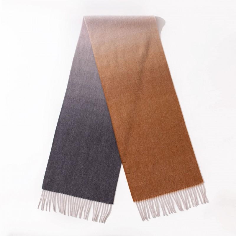 100% Wool Gradient Scarf Women Winter Thick Warm Shawl Double-Sided Two-Tone Elegant Lightweight Luxury