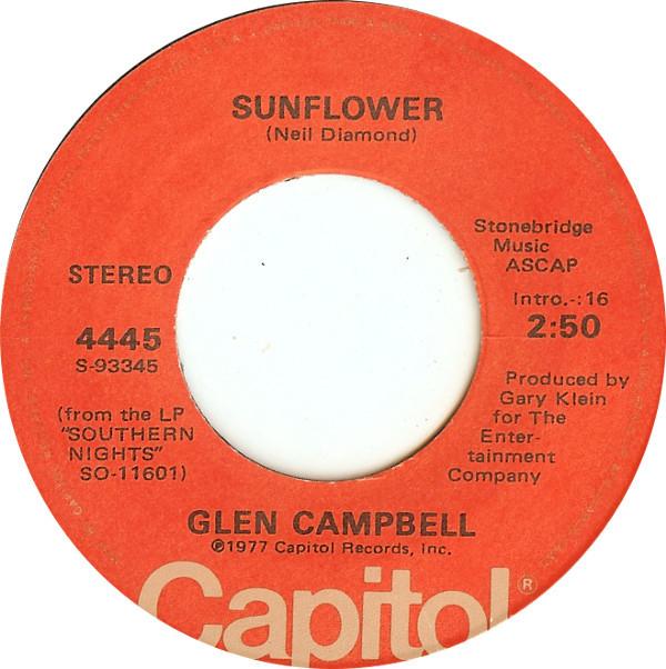 

7inch Record GLEN CAMPBELL - Sunflower 4445 Capitol Records 1977 US Folk Used
