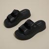 CRLAYDK Platform Slide Sandals for Women Beach Fold Summer Causal Thick Sole Soft Leather Open Toe Slip on Slippers