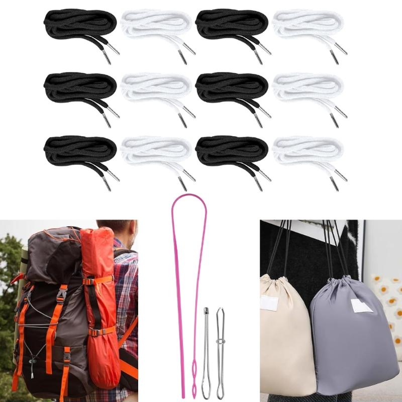 12pcs Drawstring Cord And Easy Threader Tool Kits For Sweatpants Hoodies Coat Swim Trunks Drawstring Rope Replacement