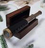 Personalisiertes Teleskop, nautische Messing-Taschen-Fernglas mit Lederumwickelung und Holzbox, Antik-Vintage-Stil, Monokular