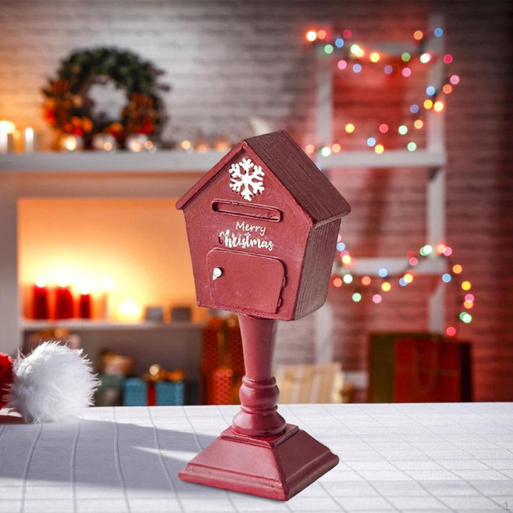 Christmas Sculpture Mailbox Statue Collection Crafts Gift Artwork Resin Figurine Ornament for Office