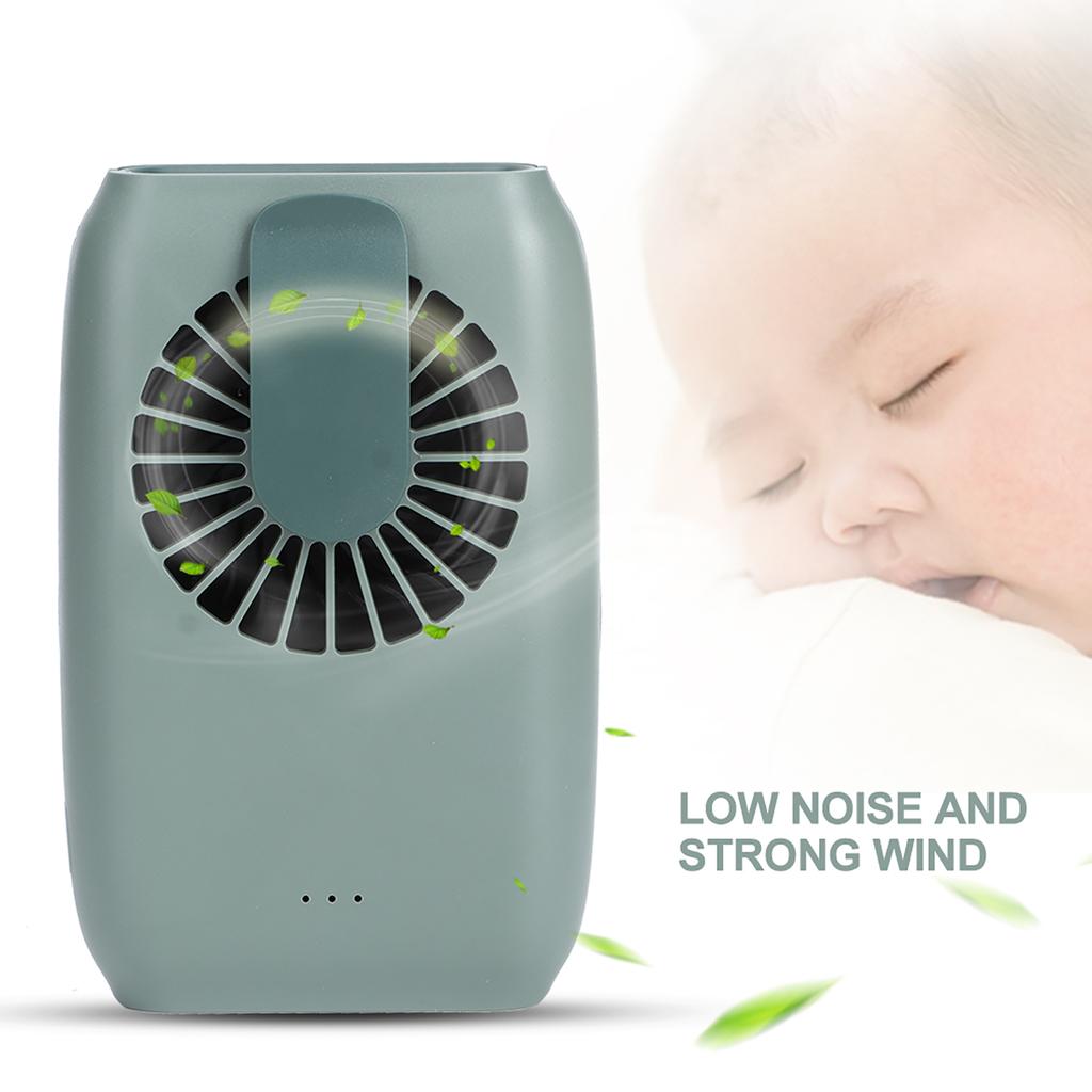 5V USB Powered Portable Mini Fan Hanging Waist Wrist Desktop Fan for Home Outdoor SportsGreen