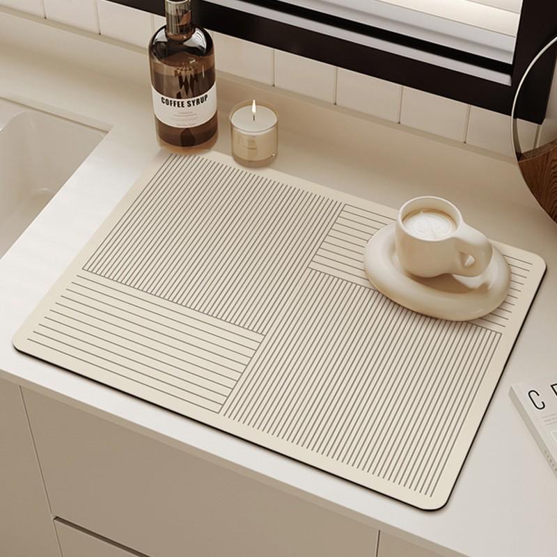 Japanese Style Absorbent Non-Slip Kitchen Counter Mat for Drainage and Insulation