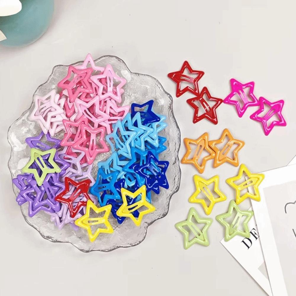 20PCS Dopamine Star Barrettes Headwear Metal Snap Clip Star BB Hair Clips  Kids Hair Accessories