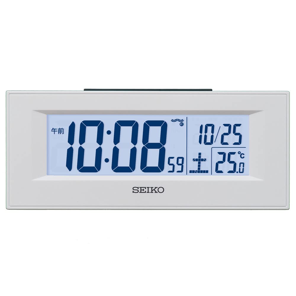 Seiko Clock Desk Clock Alarm Clock Radio Controlled White Digital LED Backlight 64 x 154 x 39 mm DL218W