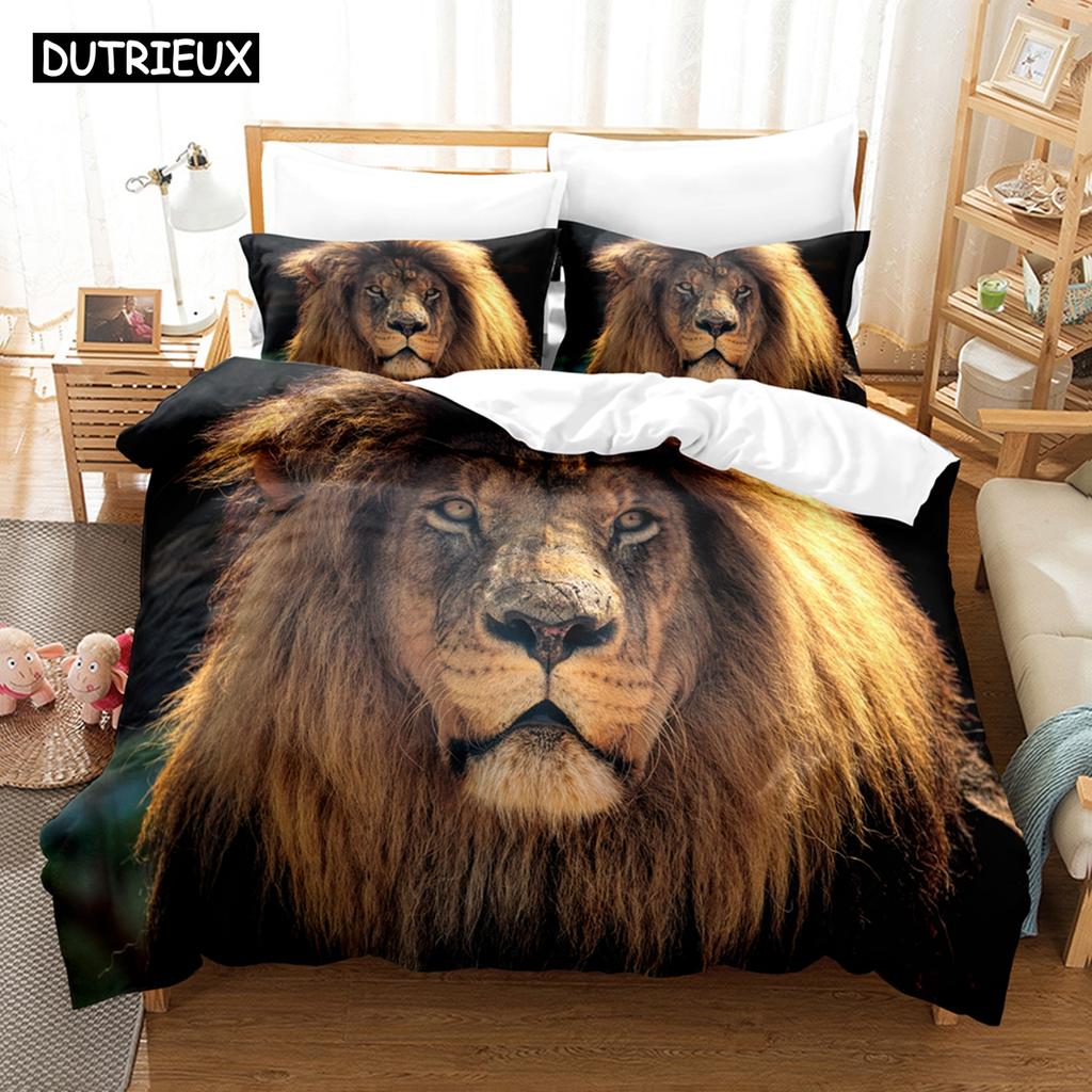 3D Lví Povlečení Sady Přikrývka Set s Povlakem na Polštář Twin Full Queen King Ložní Prádlo