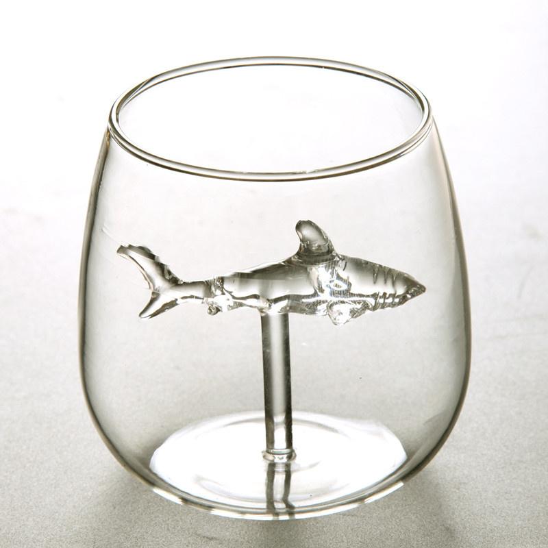 Kawaii Haifisch Weinglas Karaffe, Barkeeper Tassen, Cocktail Trinkgläser, Bier, Whisky Gläser, 300ml, 2 Stück