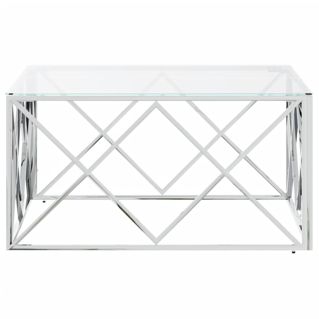 Coffee Table 80 X 80 X 40 Cm Stainless Steel and Glass