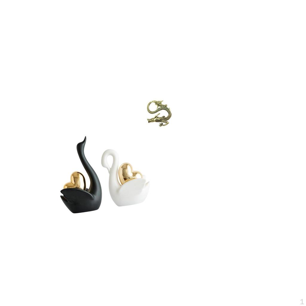 Elegant Swan Figurines Tabletop Ornament Art Crafts Couple's Decor Brass Statue Mini Tea Pet