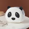 Przenośny Dwupoziomowy Kreatywny Portfel Panda Jednokolorowy Mini Portmonetka na Zamek Błyskawiczny Etui na Słuchawki Kopertówka Mała Torebka na Drobiazgi Damska