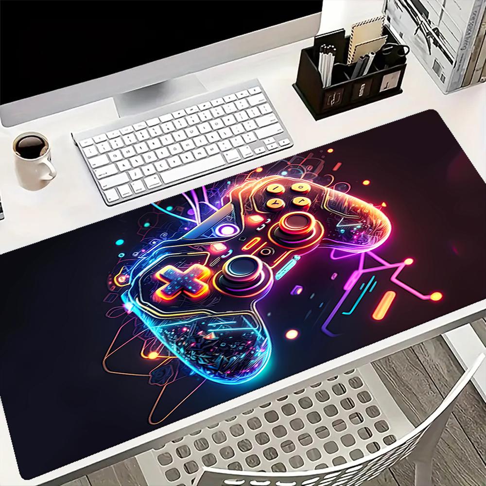 Neon Cyberpunk Game Controller Printed Fashion Mouse Pad Popular Large Model Washable Nonslip Cooling Desk Pad Suitable For Office And Gaming Durable