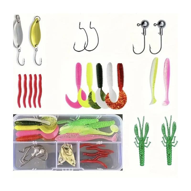 Fishing Lure Kit Soft And Hard Bait Set Gear Layer Jig Spoon For Bass Pike Crank Tackle Accessories With Box