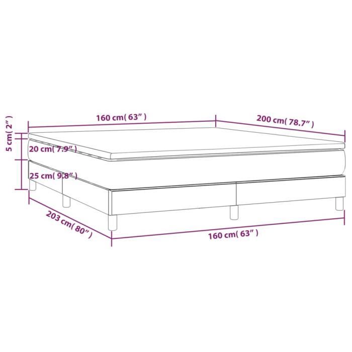 3144188 vidaXL Lit à sommier tapissier avec matelas Crème 160x200 cm Tissu