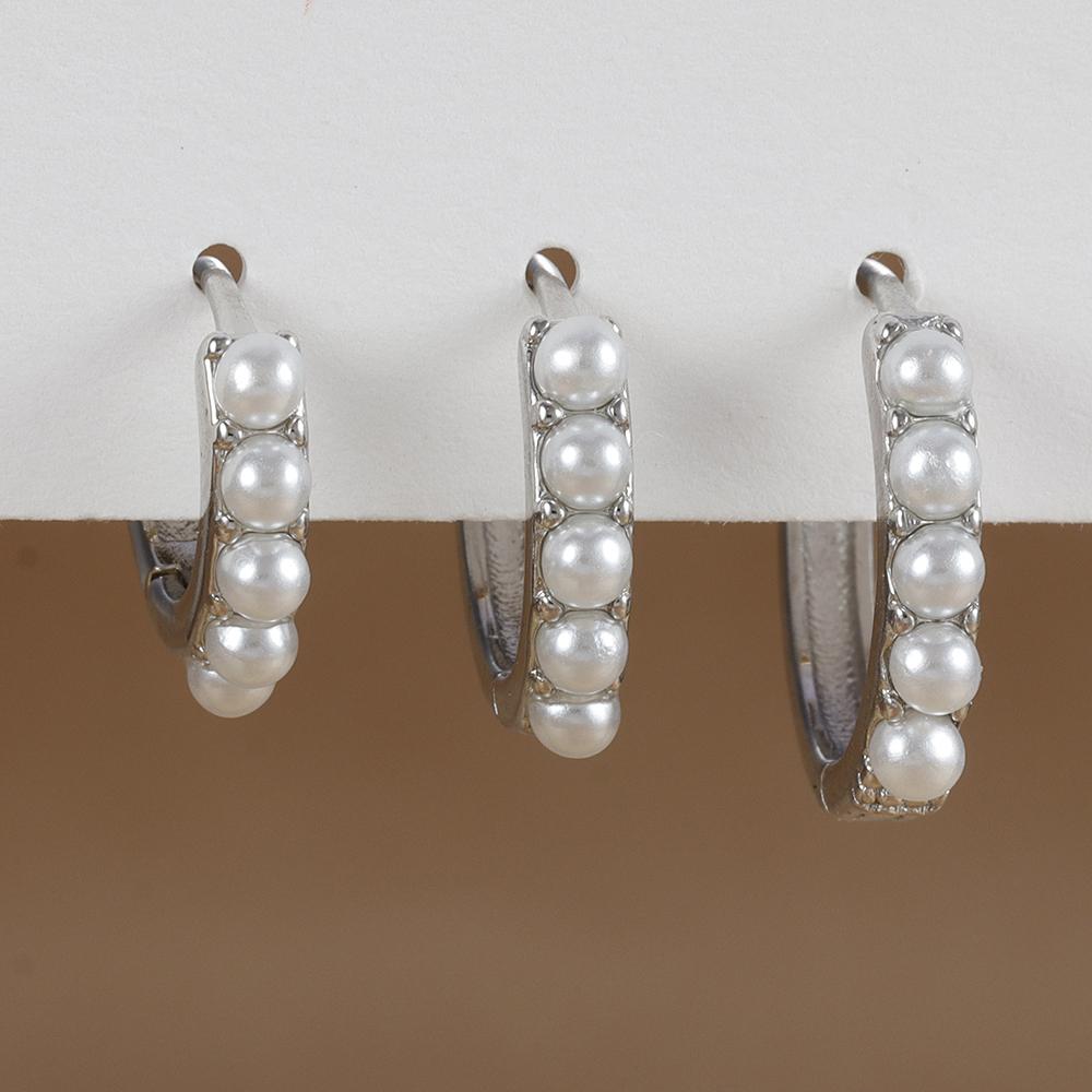 

3PCS New Design Stainless Steel Little Pearl Hoop Earrings Sets For Women Small Round Circle Cartilage Earring Piercing Jewelry
