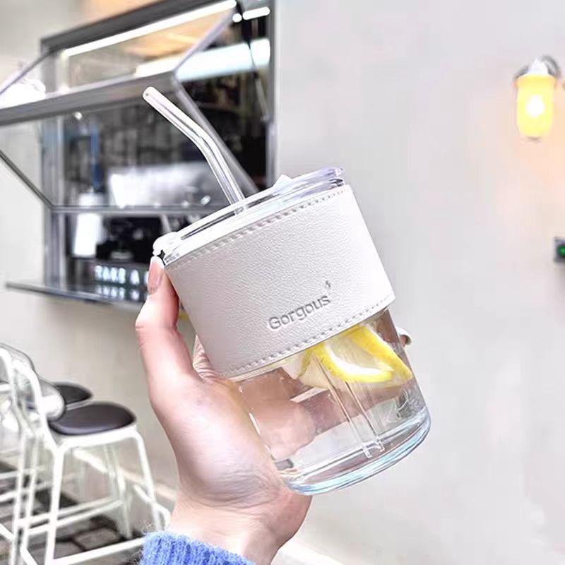 High-Quality Bamboo Glass Cup with Straw - Perfect for Juice, Coffee, or Water