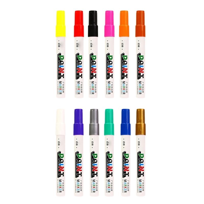 

12Pcs Oil Based Paint Pens 3mm Tip Waterproof Paint Markers For Industrial Marking On Metal Wood Glass And Plastic 1