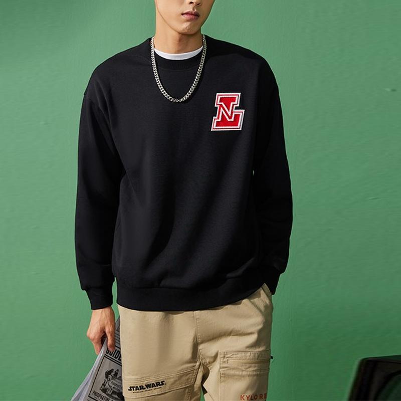 Li-Ning Fleece Lined Warm Pullover Long Sleeve Sweatshirt Unisex Sweatshirt Black AWDRG92-1