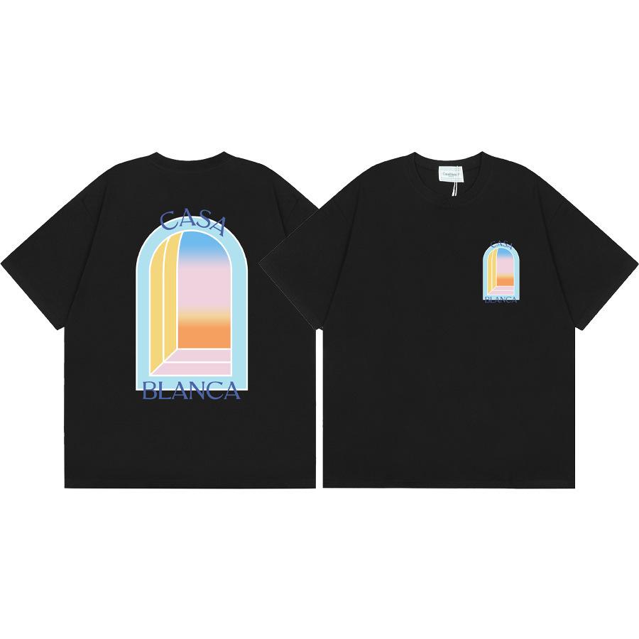[260G] New Casablanca, printed men s and women s loose short-sleeved T-shirt S