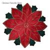 Red Christmas Poinsettia Flower Embroidery Table Place Mat Cloth Placemat Coaster Kitchen Table Decoration and Accessories for Home