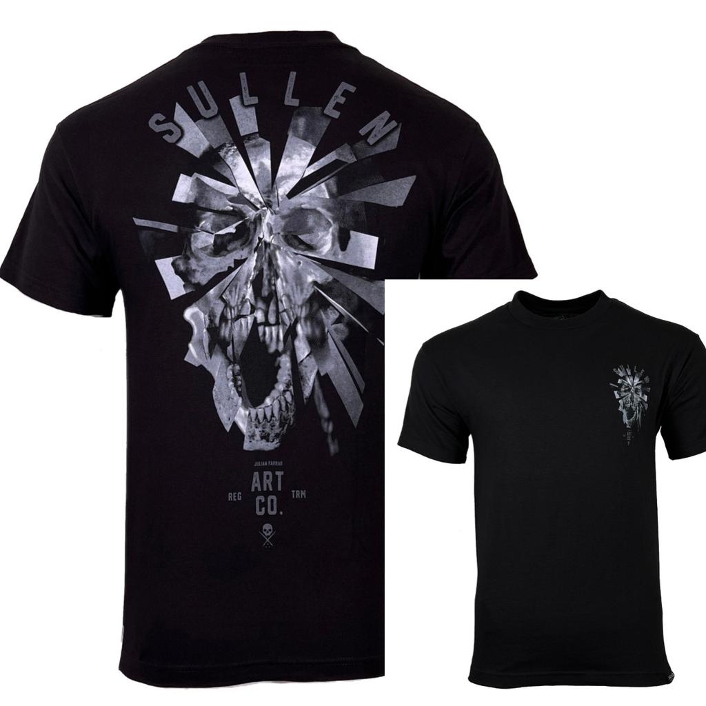 Sullen Unisexs Tshirt SHATTERED Jet Black Tee Tattoo Skull Premium Quality Highend Luxury Unisex Style Both of Unisex and Unisex