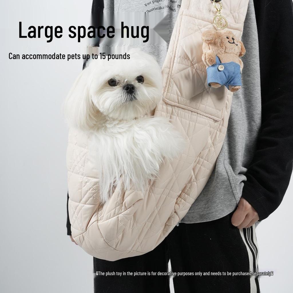 Portable Lightweight Crossbody Pet Backpack - Large Capacity, Warm Winter Travel Bag for Small Dogs & Cats