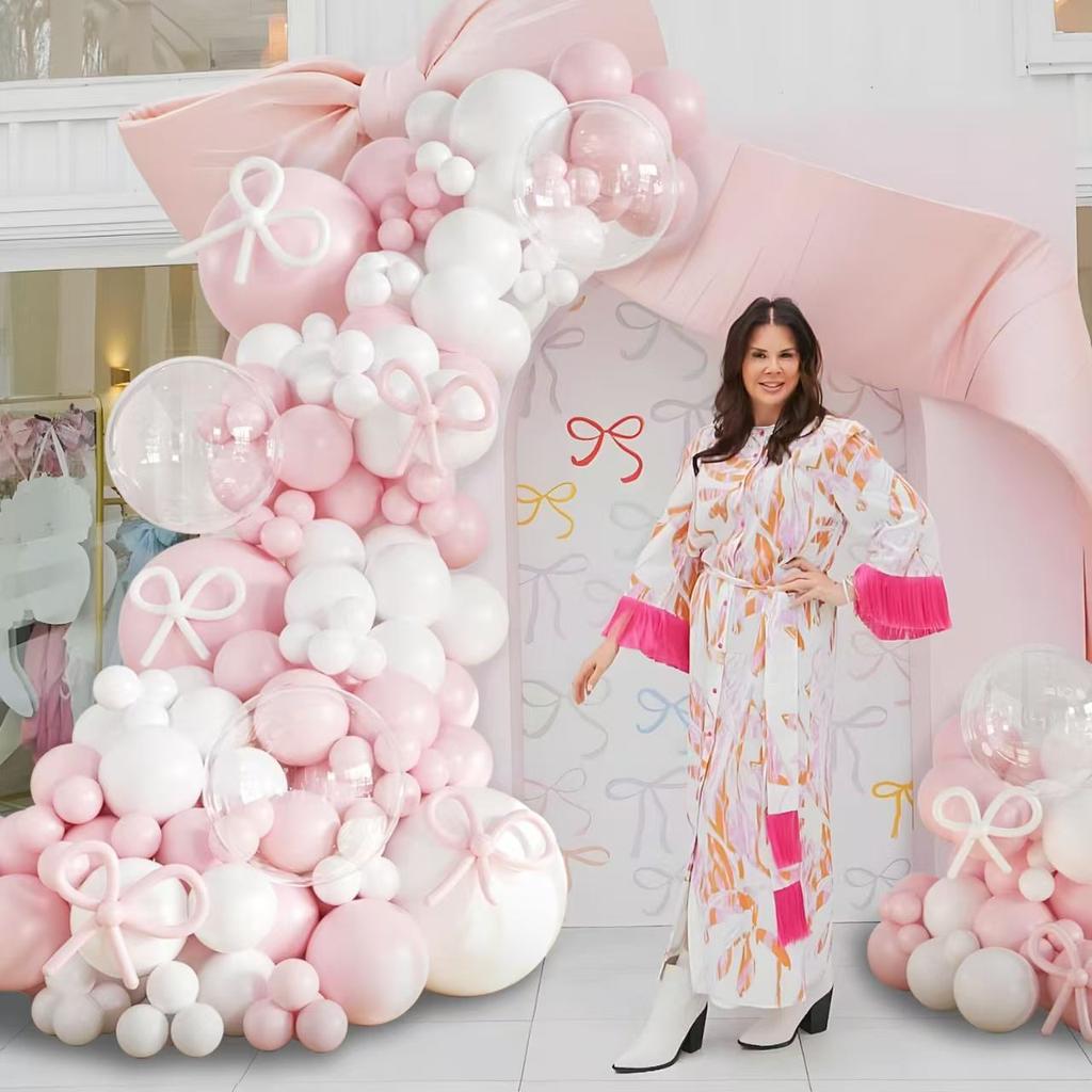 Pink White Metal Pink Balloon Chain Set, Sequined Balloon Set Party Arrangement Wedding